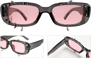 Панк-очки с заклепками, кибер-шипами, дикий рок, солнцезащитные очки для женщин и мужчин, модные и крутые очки 13008 Melrose, Pink