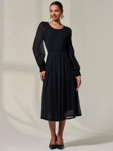 Длинное платье с рукавами миди Jolie Moi, Black