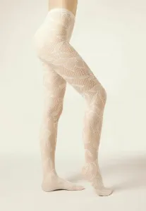 Колготки в сеточку с макроцветочным принтом Calzedonia, White