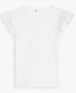 Топ с рюшами на рукавах и ажурной вязкой для девочек Little & Big Girls Epic Threads, белый