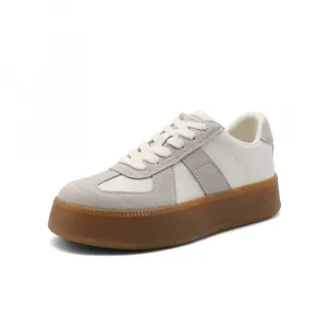 Cow Split Leather Low top Skateboard Shoes Women's BELLE, экрю