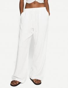 Брюки Bershka WITH AN ELASTICATED WAISTBAND, White