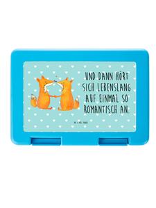 Mr. & Mrs. Panda Ланчбокс с лисами и надписью бирюзового пастельного цвета