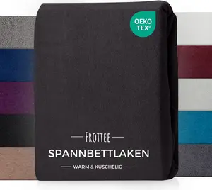 Простыня махровая на резинке, черная, 140х200 см, теплая зимняя Carpe Sonno