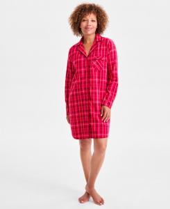 Женская хлопковая фланелевая ночная рубашка с длинными рукавами и принтом Charter Club, Holly Berry
