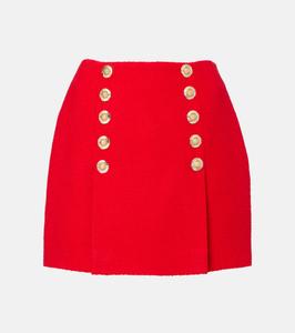Складная мини-юбка из шерстяной смеси Balmain, Rouge