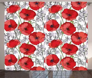 Штора ABAKUHAUS Пион в деревенском стиле, Цветущий деревенский сад, универсальная ленточная штора для гостиной с петлями и крючками, 280 x 225 см, ярко-фиолетово-зеленый Abakuhaus