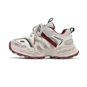 Нескользящие, износостойкие, дышащие низкие детские кроссовки для повседневной носки SHIBU, бургундия