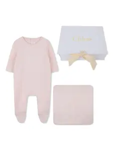 Комплект для новорожденного с вышитым логотипом Chloé Kids, розовый