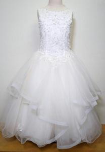 Платье для девочки из тюля с оборками, кружевом и бисером, белое Christie Helene, белый
