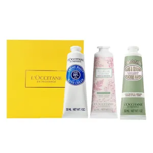 Крем для рук с цветочно-вишневым ароматом shea увлажняющий 30мл+30мл+30мл LOCCITANE, зеленый Plum Cherry Hand Cream+Hand Cream+Sweet априкот Hand Cream