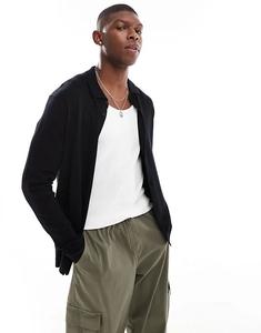 Трикотажное поло с длинными рукавами черного цвета ONLY & SONS