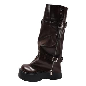 Worm's Home Коричневые женские высокие сапоги на каблуке 7 см, цвет Brown