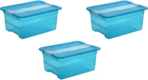 Органайзер-держатель "cornelia", (набор, 3 шт.), ящик для хранения, 12 л, с крышкой, сдвижным затвором Keeeper 29,5х17,5х39,5 см, синий