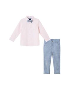 Детский комплект для мальчиков: розовая полосатая рубашка-оксфорд с пуговицами Andy & Evan, Pink