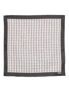 Платок с клетчатой отделкой BOSS, белый