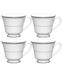 Платиновый набор из 4 чашек Regina, сервиз на 4 персоны Noritake, white