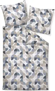 Комплект постельного белья Janine Design из тонкой фланели, дизайн DAVOS 65121, цвет темно-синий серебристый песок-02, размер 200x200 + 2x80x80 см Original Janine