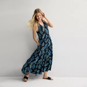 Женское струящееся многоярусное платье макси без рукавов Croft & Barrow, цвет onyx fun palm