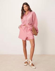 Шорты из органзы с завязкой на талии от ASOS DESIGN, светло-розовый цвет