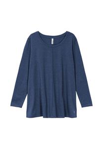 Рубашка с длинными рукавами в мелкую крапинку А-силуэта с круглым вырезом. Sheego, синий