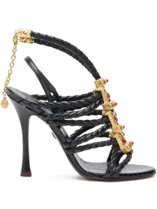 Босоножки с плетеными ремешками Roberto Cavalli, черный