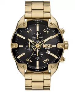 Мужские часы Spiked Quartz Chronograph, золотые, из нержавеющей стали, 49 мм Diesel