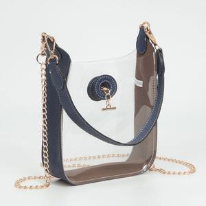 Прозрачная мини-сумка через плечо из искусственной кожи с цепочкой FASHNZFAB, прозрачный, темно-синий