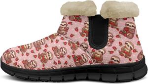 Женские зимние сапоги с милым животным принтом, теплые ботильоны до щиколотки, противоскользящие, водонепроницаемые, для улицы, размеры 36-41 Pointodoor, Sloth Strawberry