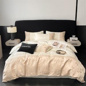 Комплект постельного белья Muji Light luxury 1.8, 4 предмета, 200х230/245х245 см, молочный/бежевый/бант