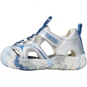 Нескользящие, износостойкие, дышащие, легкие, амортизирующие низкие детские туфли для младенцев и малышей EBMINI, серебряный/синий