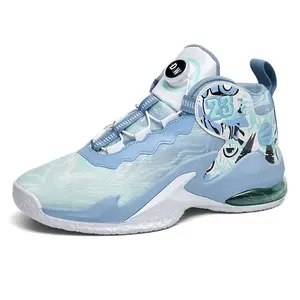 Баскетбольные кроссовки для детей и подростков со средним верхом, амортизирующие и устойчивые к истиранию D&W, синий