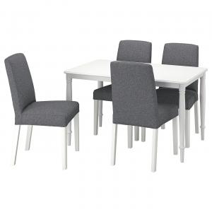 Стол и 4 стула DANDERYD/BERGMUND IKEA, 130 см, цвет white/gunnared medium grey