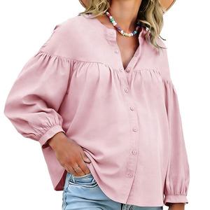 Женская блузка для беременных с длинным рукавом и плиссировкой Inspire Chic, Pink