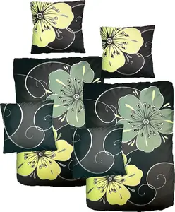 Постельное белье из высококачественного хлопкового сатина, с цветочным рисунком зеленого и черного цветов, 155x220 см, 80x80 см: 4 предмета. aboutyourhome-shop