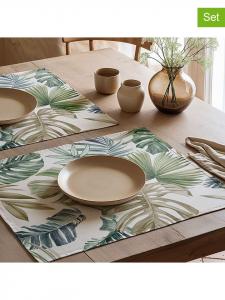 Mint Rugs Комплект из 2 салфеток под тарелки "Бетия" бело-зеленого цвета - (Д)50 x (Ш)40 см