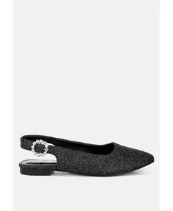 Женские босоножки-слингбэки Giora Glitter с плоской подошвой и блестками London Rag, черный
