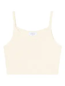 Топ из махровой ткани с тиснённым монограммным узором Off-White, бежевый