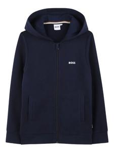 Толстовка с капюшоном на молнии с логотипом BOSS Kidswear, синий