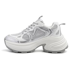 WARRIOR Износостойкие дышащие низкие кроссовки, увеличивающие рост, женские, серебристые, белые, серые