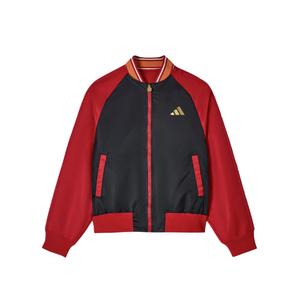 Детская куртка с воротником-стойкой, средней высоты Adidas, черный/energy красный