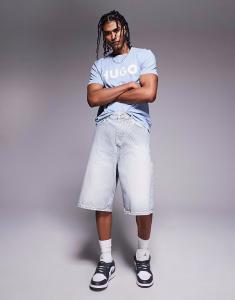 Свободные шорты Hugo Blue Aman светло-голубого цвета