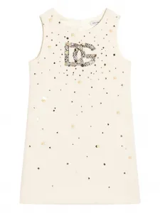 Платье с пайетками Dolce & Gabbana Kids, бежевый