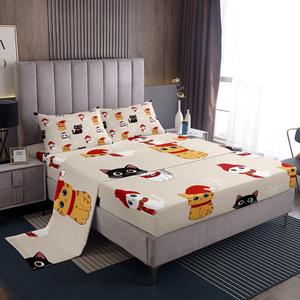 Erosebridal Комплект постельного белья Lovely Cat Xmas с новогодним принтом и милыми котиками, выполненный из мягкого хлопка, Cute Cat 11