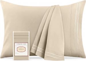 Mellanni Наволочки, комплект из 2 штук, размер 51x76 см, застежка-конверт, роскошные, очень мягкие, охлаждающие, бежевые