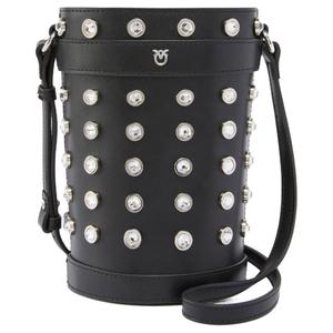 PINKO Сумка-ведро Love Birds Series из коровьей кожи, маленькая женская сумка через плечо black