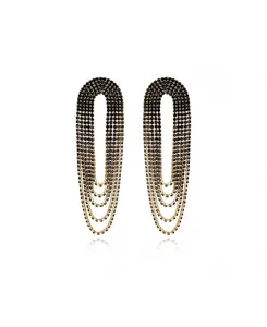 Серьги с бахромой из стеклянной драпировки, покрытые 18-каратным золотом Ettika, black