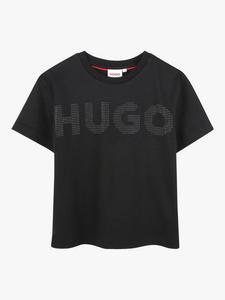 Детская хлопковая футболка HUGO HUGO BOSS, Black