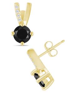 Серьги с драгоценными камнями и бриллиантами (1/20 карата) в оправе из белого золота 10 карат (также доступны в оправе из желтого золота 10 карат) Macy's, Onyx