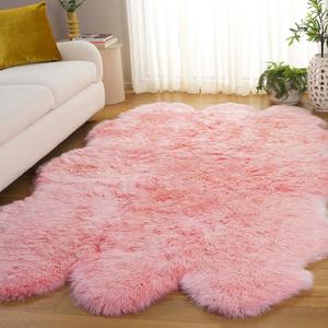 SAFAVIEH ковер 166 x 232 см Solid Pink из натуральной овчины с шерстяной отделкой, ручной работы роскошный сверхтолстый мех в деревенском, гламурном и современном стиле, мягкий плед, чехол на кресло, плюшевый прикроватный ковер